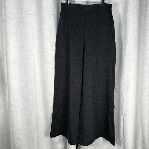 Quince Pants - New! Quince Womens Large Ultra Stretch Ponte Super Wide Leg Charcoal Grey Pants